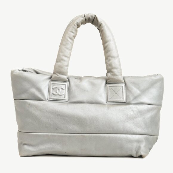 Chanel Silver & Navy Reversible Coco Cocoon Puffer Leather Large Tote Bag - Picture 4 of 12